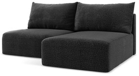 Divano angolare nero allungabile/con contenitore (con penisola a destra) Kalena – Makamii
