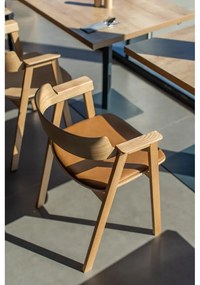 Sedia da pranzo marrone/di colore naturale in pelle con braccioli Flip – Gazzda