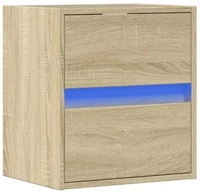 Mobile tv a parete con luci led rovere sonoma 41x31x45 cm