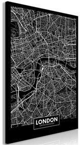 Quadro Dark Map of London (1 Part) Vertical  Colore bianco e nero, Dimensioni e Misure 60x90