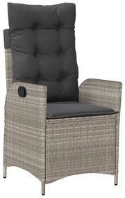 Sedia reclinabile giardino con cuscini grigio chiaro polyrattan