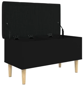 Panca portaoggetti nera 82x42x46 cm in legno multistrato