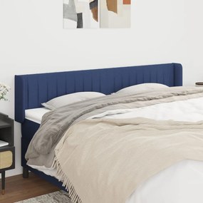 Testiera Ad Orecchio Blu 163x16x78/88cm İn Tessuto /