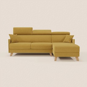 Sole Divano letto matrimoniale angolare con penisola contenitore e poggiatesta reclinabili - tessuto smacchiabile T23