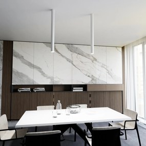 Plafoniera Moderna Faretto Marduk 1 Luce Acciaio Bianco 80 Cm