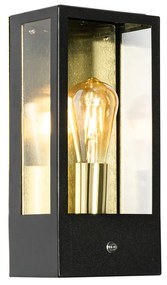 Lampada da parete per esterni nera con sensore crepuscolare oro - Rotterdam