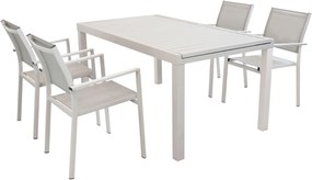 DEXTER - set tavolo in alluminio cm 160/240 x 90 x 75 h con 4 poltrone Venus