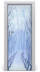 Adesivo per porta interna Foresta in inverno 75x205 cm