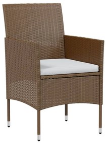 Set mobili da pranzo per giardino 3 pz in polyrattan marrone