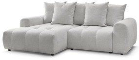 Divano angolare grigio chiaro allungabile/con contenitore (con penisola a sinistra/con chaise lounge) con rivestimento in ciniglia Roxelane – Bobochic Paris