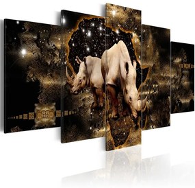 Quadro Rinoceronte d'oro  Colore Nero, Dimensioni e Misure 100x50