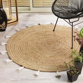 Tappeto rotondo bianco/di colore naturale in iuta ø 120 cm Shira – douceur d'intérieur