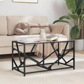 Tavolino Con Piano İn Vetro Nero 78,5x40x41 Cm Acciaio /