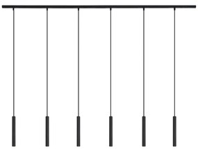 Sistema di illuminazione a binario moderno con 6 faretti a sospensione neri monofase - Slimline Keno