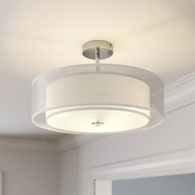 Plafoniera Lindby Pikka, bianco, tessuto, Ø 50 cm, E27
