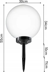 Lampada solare a LED 1,2 V, 6500 K, 200 mAh, Ø 30 cm, IP44, bianco/nero