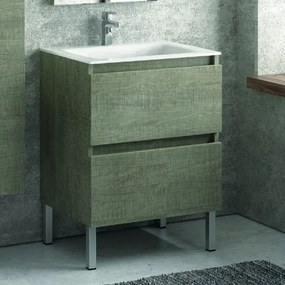 Mobile bagno a terra 60 cm con lavabo e 2 cassetti scorrevoli TOD-60LP - KAMALU