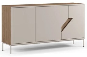 Cassettiera effetto rovere in colore crema-naturale 150x80x40 cm Lilou - Marckeric