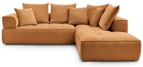 Divano angolare color senape (penisola a destra/a L) con rivestimento in ciniglia Whesley – Bobochic Paris