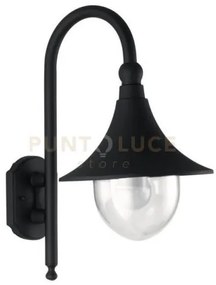 Applique pavia nera 1 luce attacco e27 ip44 26x34x48cm in alluminio