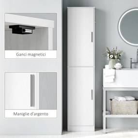 Mobile da Bagno a Colonna 40x35x180 cm con 2 Armadietti in Legno Bianco...