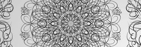 Stampa su tela – Mandala floreale astratta in bianco e nero