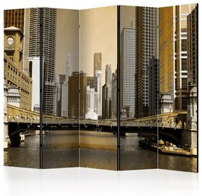 Paravento Chicago's bridge (vintage effect) II [Room Dividers]
