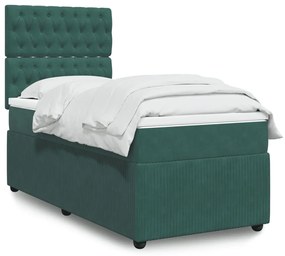Giroletto A Molle Con Materasso Verde Scuro 100x200 Cm Velluto /