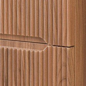 Mobile bagno sospeso 80 cm noce canaletto cannettato con top e specchio Bali