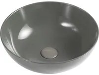 Lavabo da appoggio tondo Slim ceramica grigia diametro 33 cm e altezza 14 cm