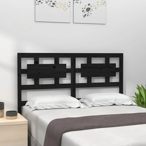 Testiera Per Letto Nera 155,5x4x100cm İn Legno Massello Di Pino /