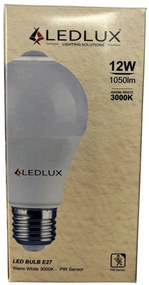 Lampada A Led E27 Con Sensore Movimento Infrarossi 12W 1050 Lumen A60 3000K
