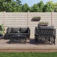 Set Salotto da Giardino 5 pz con Cuscini in Acciaio Antracite 3186825