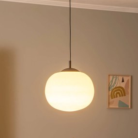 TK Lighting Lampada a sospensione Vibe, vetro bianco opalino, Ø 35 cm