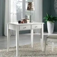 Scrivania shabby legno bianco 2 cassetti 90x57x80