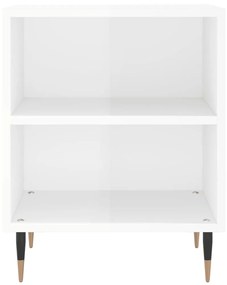 Comodini 2 pz Bianco Lucido 40x30x50 cm in Legno Multistrato