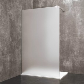 Parete Doccia Fissa Walk In In Cristallo Temperato Satinato da 8 mm Reversibile Cabina Box Bagno Con Con Barra Stabilizzatrice Anta Profilo A Muro In Alluminio Anodizzato Inyo (130 x 195 Cm)