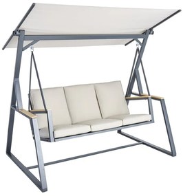 Dondolo Oris NATERIAL struttura in acciaio antracite, cuscini in poliestere beige