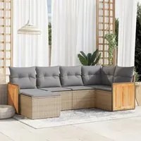 Set Divano da Giardino 6 pz con Cuscini Beige in Polyrattan 3227858