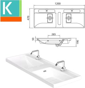 Mobile bagno 120cm con lavabo incasso a doppia vasca SP-120 - KAMALU