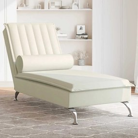 Chaise Longue Massaggi Con Cuscino A Rullo Crema İn Velluto /