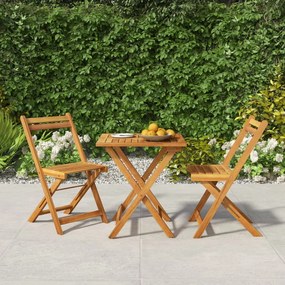 Set Bistrò Pieghevole 3pz İn Legno Massello Di Acacia /
