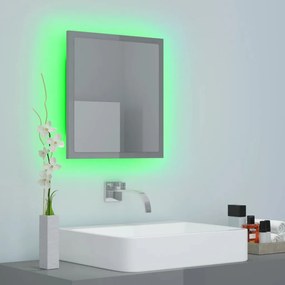 Specchio da bagno led grigio lucido 40x8,5x37 cm in acrilico