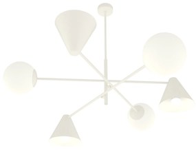 Plafoniera Moderna Industrial Hermes 6 Luci Bianco