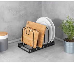 WENKO 53149100 - Porta coperchi e padelle 18x18 cm nero