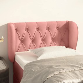 Testiera Ad Orecchio Rosa 83x23x78/88 Cm İn Velluto /
