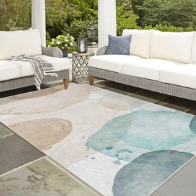 Tappeto color crema/turchese lavabile 80x150 cm Puddle – Mila Home