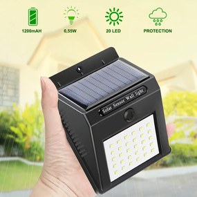 Faretto Solare da parete a LED 1200mAH con sensore di movimento...