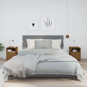 Comodini Ambrati 2 Pz 40x34x55 Cm İn Legno Massello Di Pino /