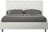 Letto matrimoniale contenitore imbottito 160x200 similpelle bianco Priya